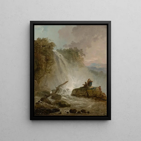Cascade med tegner - Hubert Robert — indrammet kunstværk på væggen