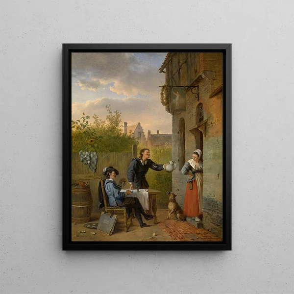 Taverne-scene - Ignatius Josephus Van Regemorter — indrammet kunstværk på væggen