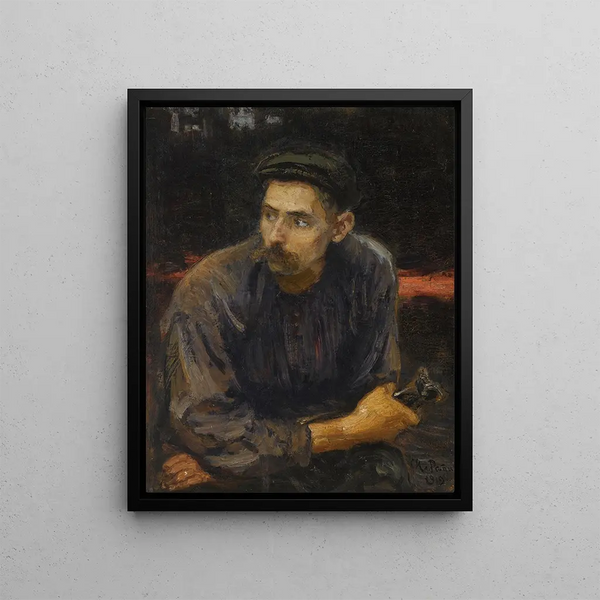 Portrait af en arbejder - Ilya Efimovich Repin — indrammet kunstværk på væggen