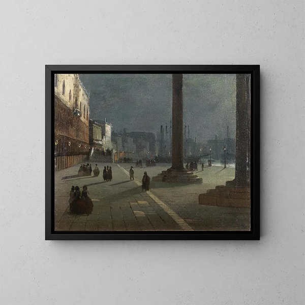 Venezia, Môle de San Marco - Ippolito Caffi — indrammet kunstværk på væggen