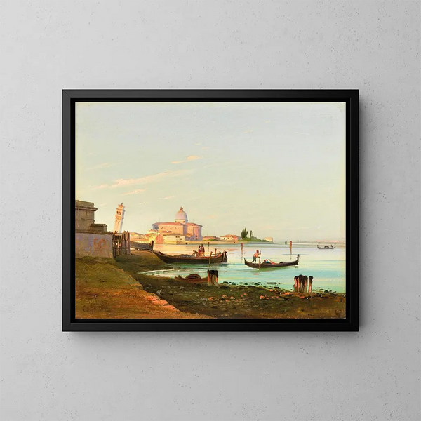 Vue de San Pietro di Castello à Venise - Ippolito Caffi — indrammet kunstværk på væggen