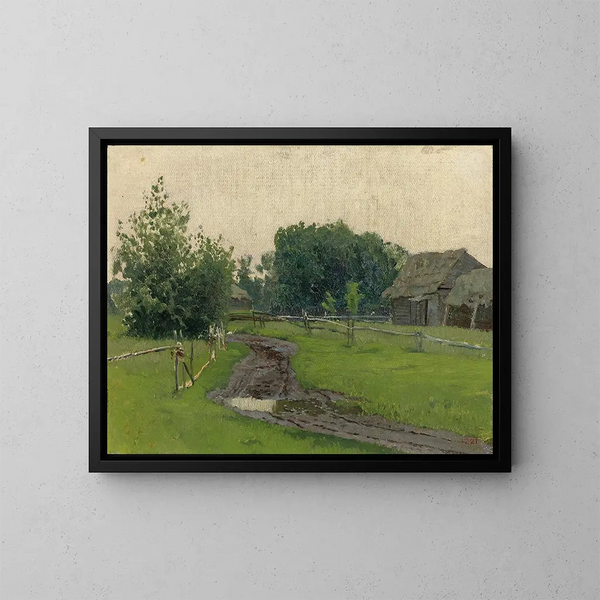 Route de village - Isaac Levitan — indrammet kunstværk på væggen