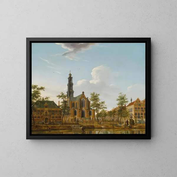 Vue de la Westerkerk vue depuis le Keizersgracht à Amsterdam - Isaac Ouwater — indrammet kunstværk på væggen