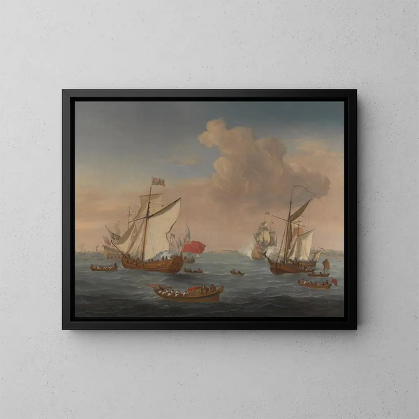 Bateaux i Thames-flodens udløb nær Sheerness - Isaac Sailmaker — indrammet kunstværk på væggen