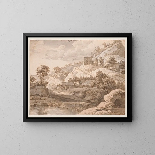 Vue nær Orléans - Isaac de Moucheron — indrammet kunstværk på væggen