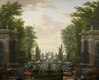 Isaac de Moucheron - Water Terrace with Statues and Fountains in a Park.webp