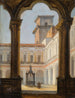 Vue du cloître de San Lorenzo à Naples - École italienne — visning af kunstværket