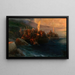 Le landing af Christoffer Columbus med sine ledsagere på tre joller fredag den 12. oktober 1492 ved solopgang på en amerikansk ø kaldet San Salvador af ham samme dag - Ivan Konstantinovich Aivazovsky — indrammet kunstværk på væggen