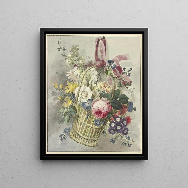 J H Van Loon - Blumenstrau in einem aufgehngten Krbchen.webp