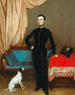 Portrait af en jurastuderende ved Sankt Petersborg Universitet med en hund - J. Sidko — visning af kunstværket