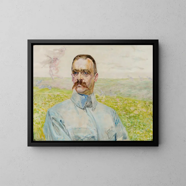 Portrait af brigadier Józef Piłsudski - Jacek Malczewski — indrammet kunstværk på væggen