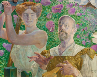 Selvportræt med muse og buddléia - Jacek Malczewski — visning af kunstværket