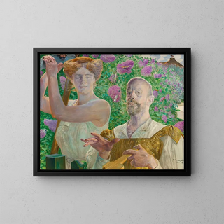 Selvportræt med muse og buddléia - Jacek Malczewski — indrammet kunstværk på væggen