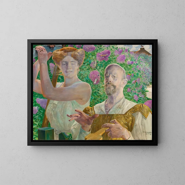 Selvportræt med muse og buddléia - Jacek Malczewski — indrammet kunstværk på væggen