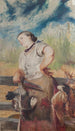 Kvinde, der slagter høns - Jacek Malczewski — visning af kunstværket