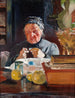 Croquis af en kvinde ved bordet - Jacek Malczewski — visning af kunstværket