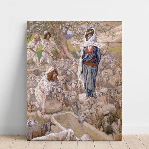 Reproduktion af maleriet Jacob og Rachæls maleri ved brønden - James Tissot