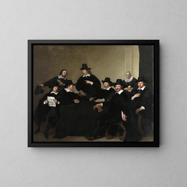 regenterne af Nieuwe Zijds-instituttet til ekstern hjælp for fattige, Amsterdam, ca. 1650 - Jacob Adriaensz Backer — indrammet kunstværk på væggen