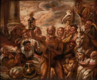 Jacob Jordaens - Diogenes søger en ærlig mand — visning af kunstværket