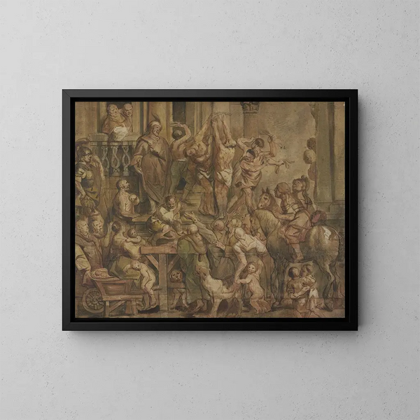 Flagellation des coupables - Jacob Jordaens — indrammet kunstværk på væggen