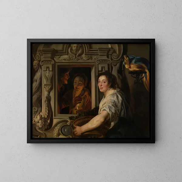 Le Vendeur de fruits - Jacob Jordaens — indrammet kunstværk på væggen