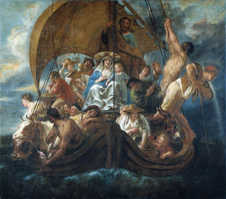 La Sainte Famille med forskellige personer og dyr i en båd - Jacob Jordaens — visning af kunstværket
