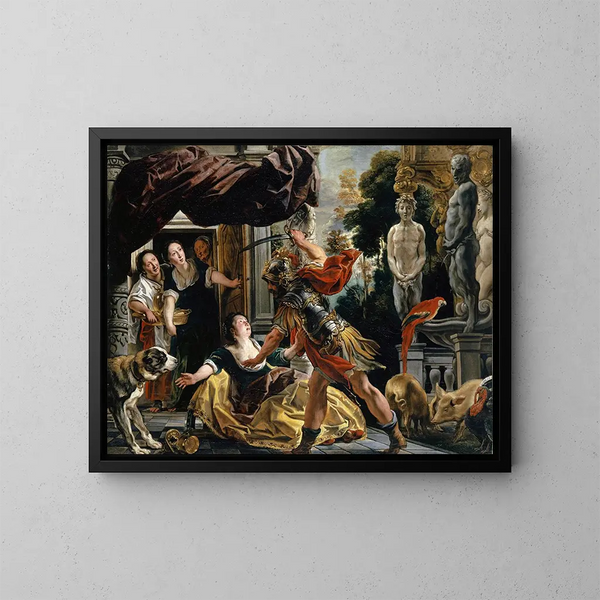 Ulysse truende Circe - Jacob Jordaens — indrammet kunstværk på væggen