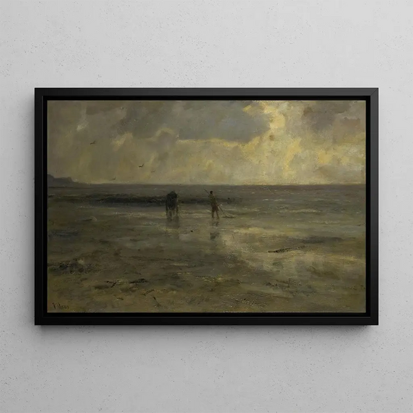 Strand ved aften - Jacob Maris — indrammet kunstværk på væggen