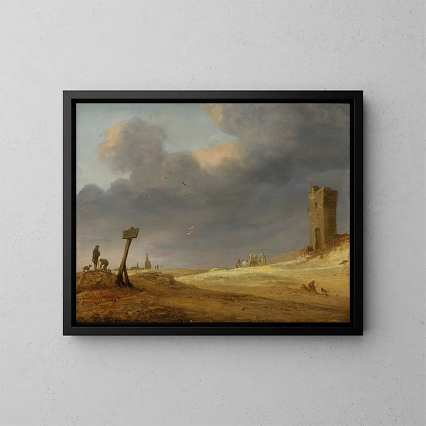 Et ørkenlandskab - Jacob Salomonsz van Ruysdael — indrammet kunstværk på væggen