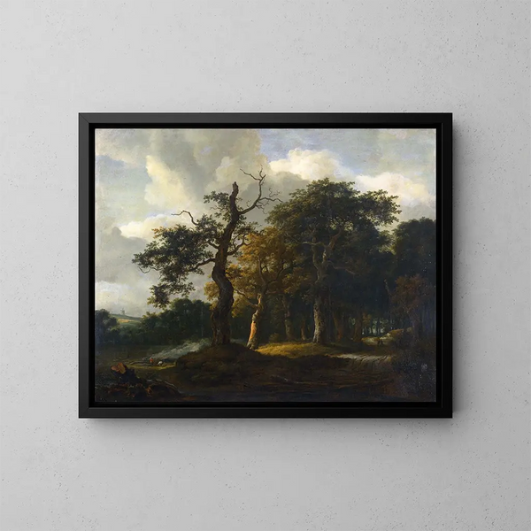 "Un chemin à travers un chêne" - Jacob Salomonsz van Ruysdael — indrammet kunstværk på væggen