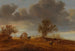 En angreb på en hest og en vogn i ørkenen ved solnedgang - Jacob Salomonsz van Ruysdael — visning af kunstværket