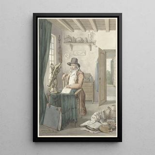 Jacob Willemz de Vos - Portret van de kunstenaar Jacob Smies in een atelier met kunstvoorwerpen.webp