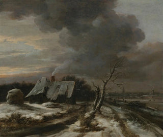 Et vinterlandskab med udsigt over floden Amstel og Amsterdam i det fjerne - Jacob van Ruisdael — visning af kunstværket