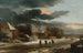 Vinterlandskab med en landsby og en frossen kanal - Jacob van Ruisdael — visning af kunstværket