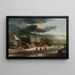 Vinterlandskab med en landsby og en frossen kanal - Jacob van Ruisdael — indrammet kunstværk på væggen