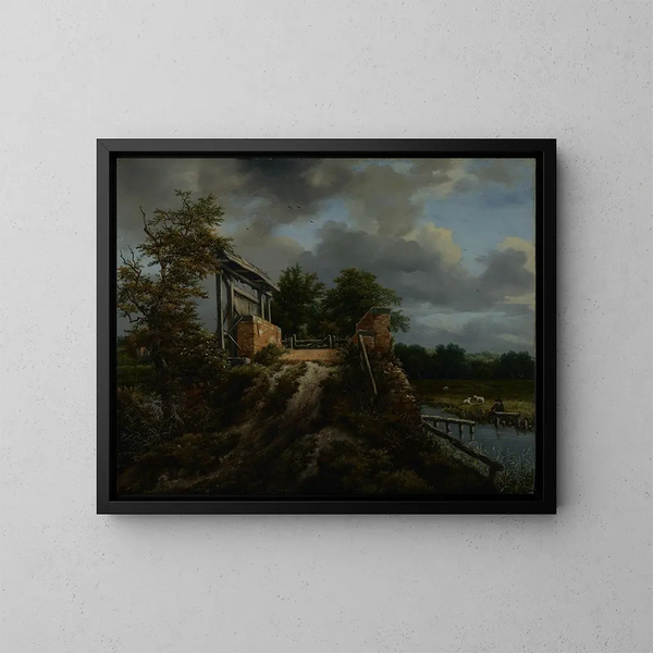 Pont med en ventil - Jacob van Ruisdael — indrammet kunstværk på væggen