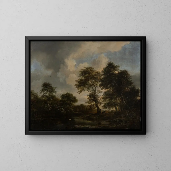 Lac skov med to svaner - Jacob van Ruisdael — indrammet kunstværk på væggen