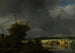 Landskabsbillede med en hytte og en stenbro under en skymæltning - Jacob van Ruisdael — visning af kunstværket