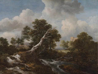 Cascade basse i et skovlandskab med en død bøg - Jacob van Ruisdael — visning af kunstværket
