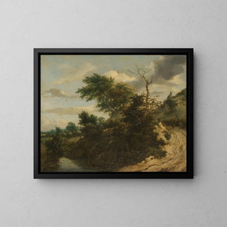 Sentier de sable dans les dunes - Jacob van Ruisdael — indrammet kunstværk på væggen
