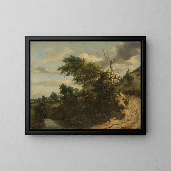 Sentier de sable dans les dunes - Jacob van Ruisdael — indrammet kunstværk på væggen