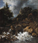 Cascade med et bindingsværkshus og et slot - Jacob van Ruisdael — visning af kunstværket