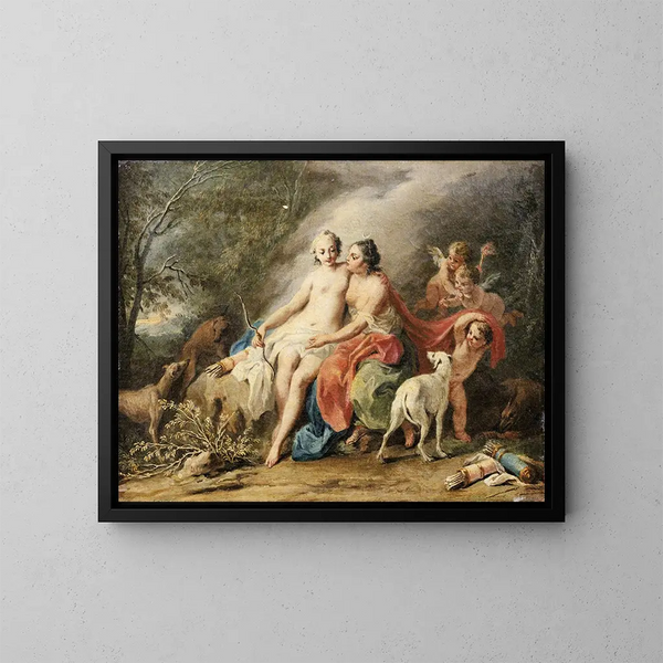 Diane og Callisto - Jacopo Amigoni — indrammet kunstværk på væggen