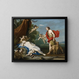 Vénus og Adonis - Jacopo Amigoni — indrammet kunstværk på væggen