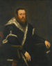 Portrait af en skægget mand i sort kjole med pels - Jacopo Tintoretto — visning af kunstværket