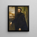 Portræt af en mand med udsigt over et landskab - Jacopo Tintoretto — indrammet kunstværk på væggen