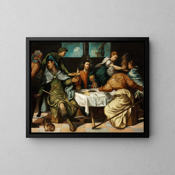 Le Souper à Emmaüs - Jacopo Tintoretto — indrammet kunstværk på væggen
