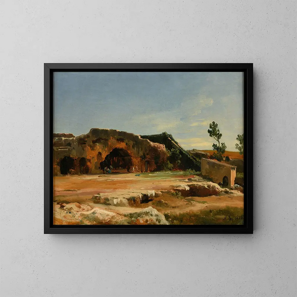 Grotte des Nymphes à Syracuse - Jacques-Raymond Brascassat — indrammet kunstværk på væggen