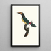 L'Aracari grøn han - Jacques Barraband — indrammet kunstværk på væggen