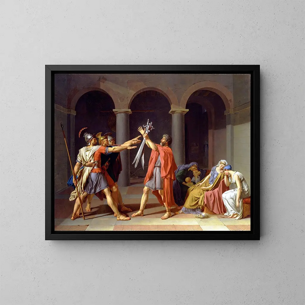 Le Serment des Horaces - Jacques Louis David — indrammet kunstværk på væggen